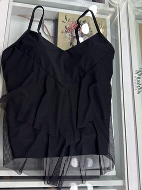 Soft Surroundings Black Layered Mesh Cami